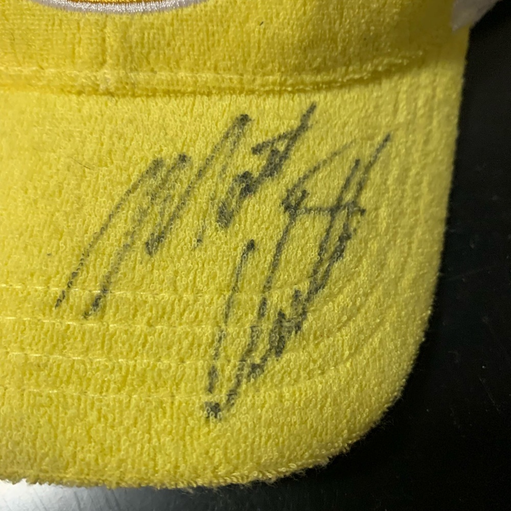 RARE NASCAR Matt Kenneth Signed Yellow Terrycloth Trucker Hat - Picture 2 of 6
